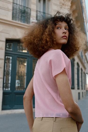 RIBBED KNIT TOP - Neon pink by Zara - Image 5