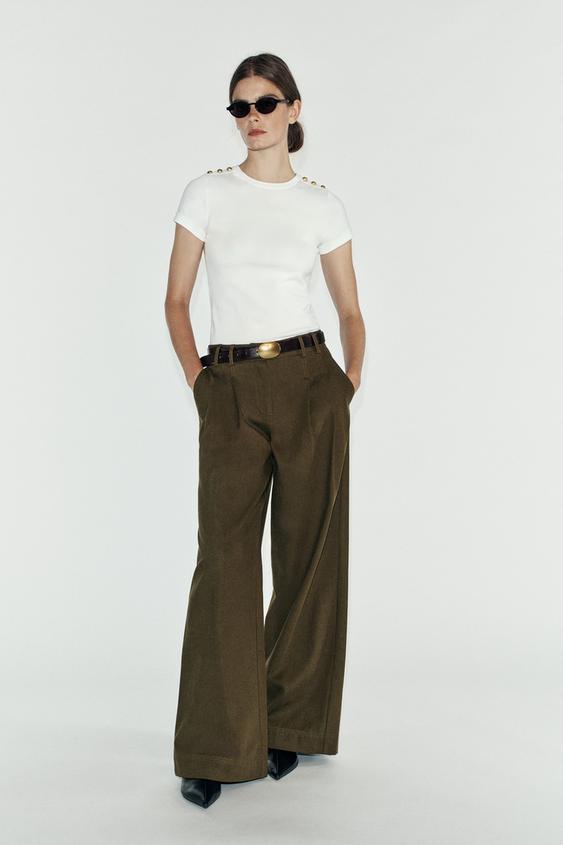 RIBBED BUTTON TOP - White de Zara - Imagen 0