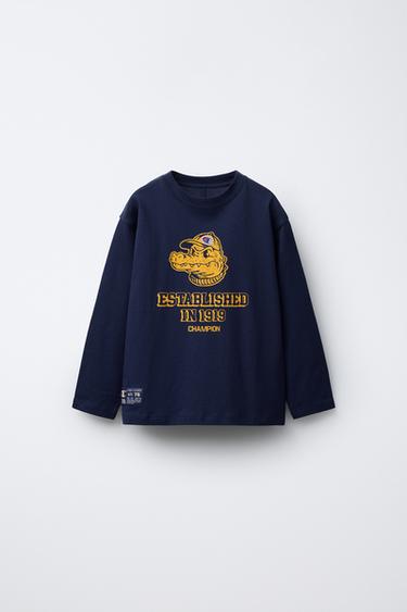 Zara CHAMPION ® X ZARA CROCODILE PRINT T-SHIRT - Blue - Image 0