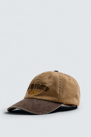 Zara EMBROIDERED WASHED CAP - Caramel