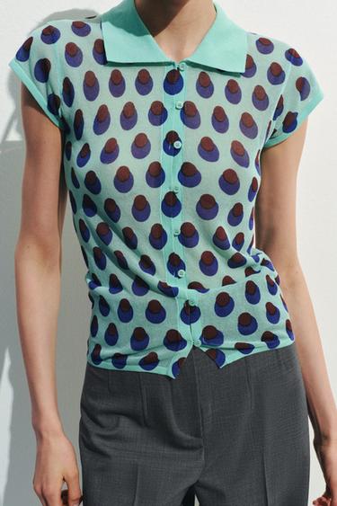 JACQUARD KNIT POLO SHIRT - Light green by Zara - Image 3