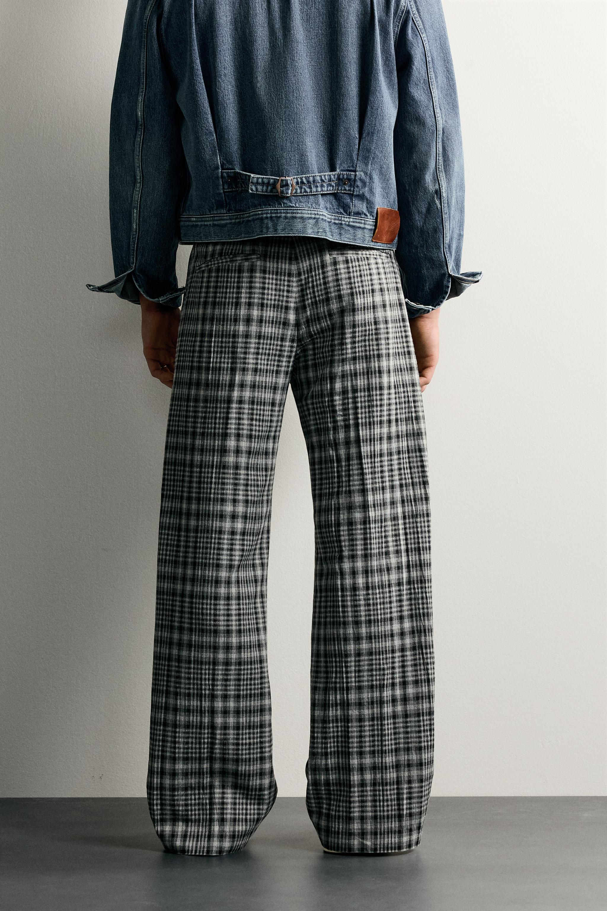 Мужские брюки Zara CHECKERED FLARE FIT PANTS — фото 3