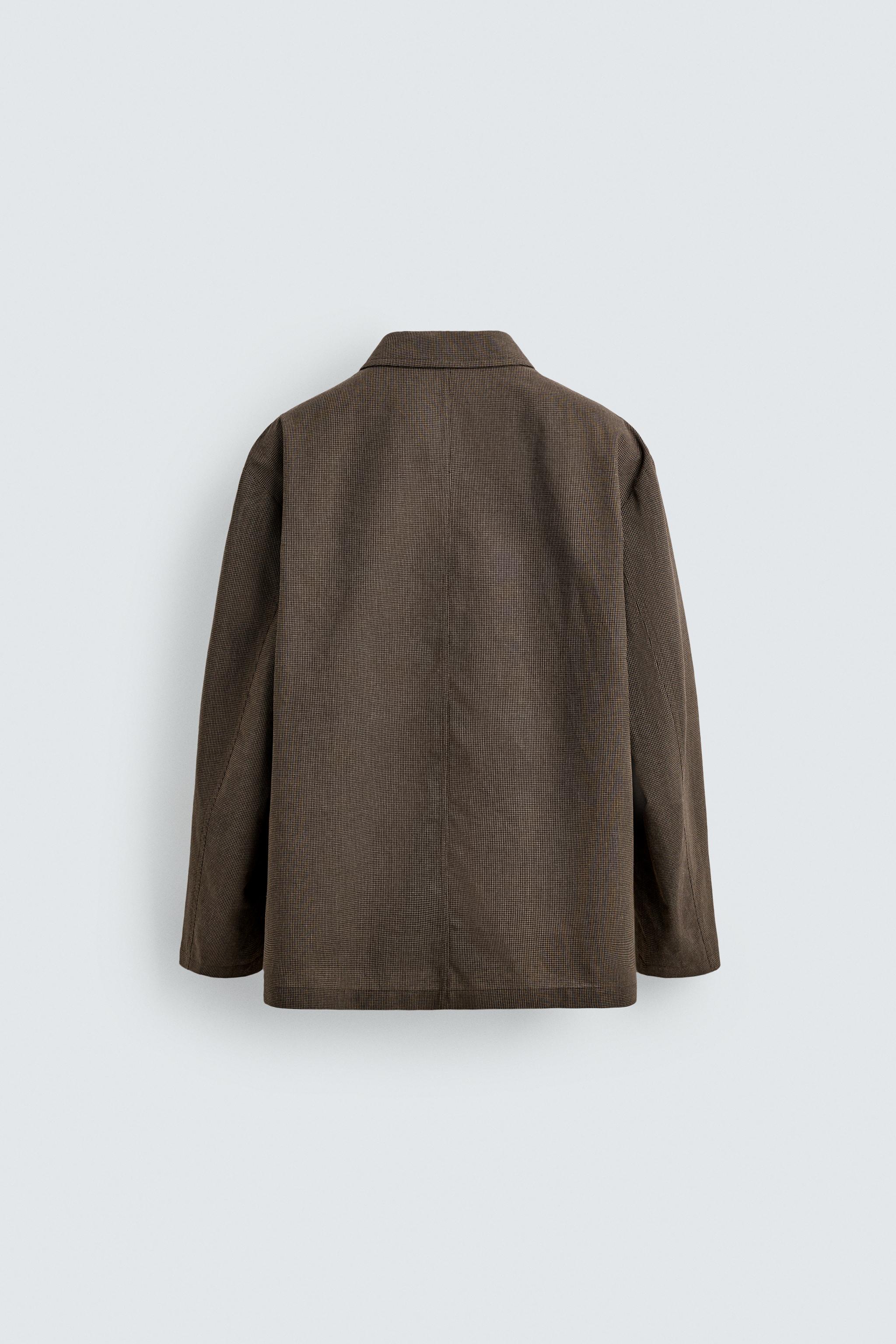 RELAXED FIT HOUNDSTOOTH SUIT OVERSHIRT - Brown | ZARA United States