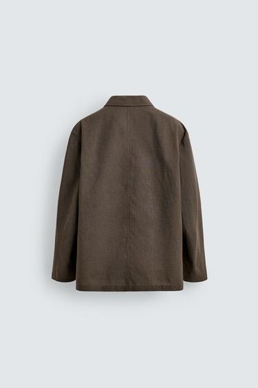 HOUNDSTOOTH SUIT RELAXED FIT OVERSHIRT - Brown by Zara - Image 7