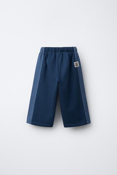 STRAIGHT PLUSH TROUSERS WITH CORDUROY SIDE STRIPE - Blue by Zara - Image 1