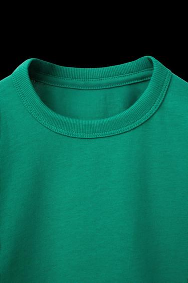 Zara BASIC HEAVY WEIGHT T-SHIRT - Mid-green