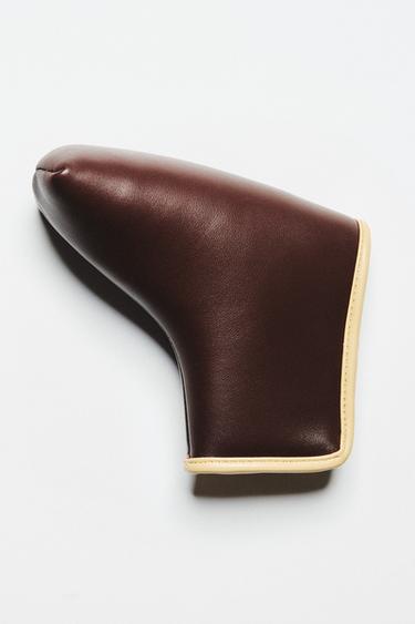 LEATHER GOLF PUTTER BLADE COVER - Brown / Green by Zara - Image 5