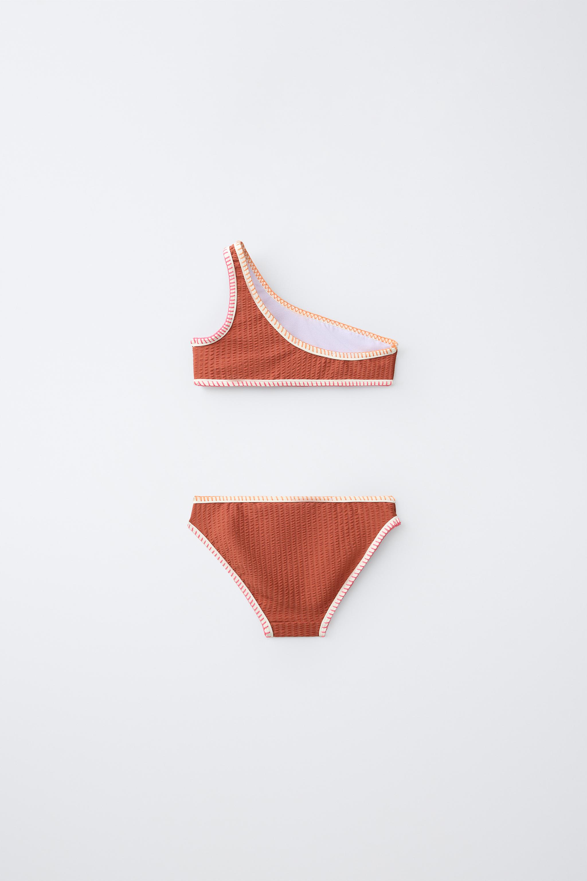 6-14 ANS/ BIKINI SEERSUCKER LISERÉS CONTRASTÉS