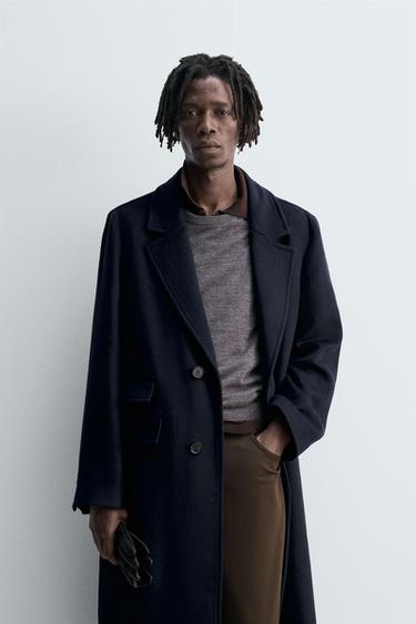 WOOL BLEND COAT - Navy blue by Zara