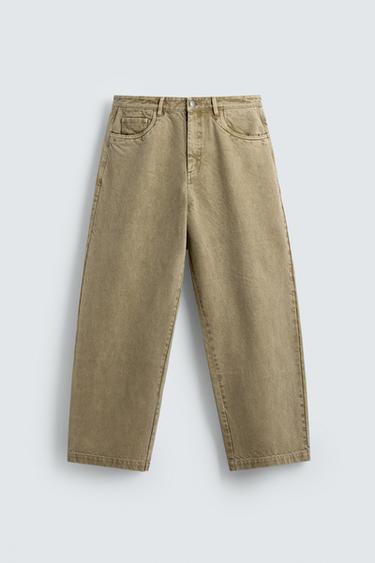 ШТАНИ STRAIGHT FIT З ЕФЕКТОМ ПОТЕРТОСТІ - Беж Zara