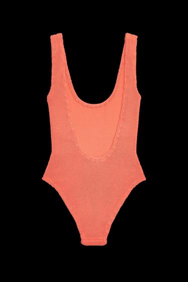 TEXTURED SWIMSUIT - Orange by Zara