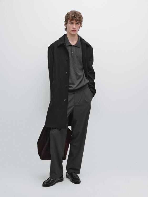 Long wool blend coat