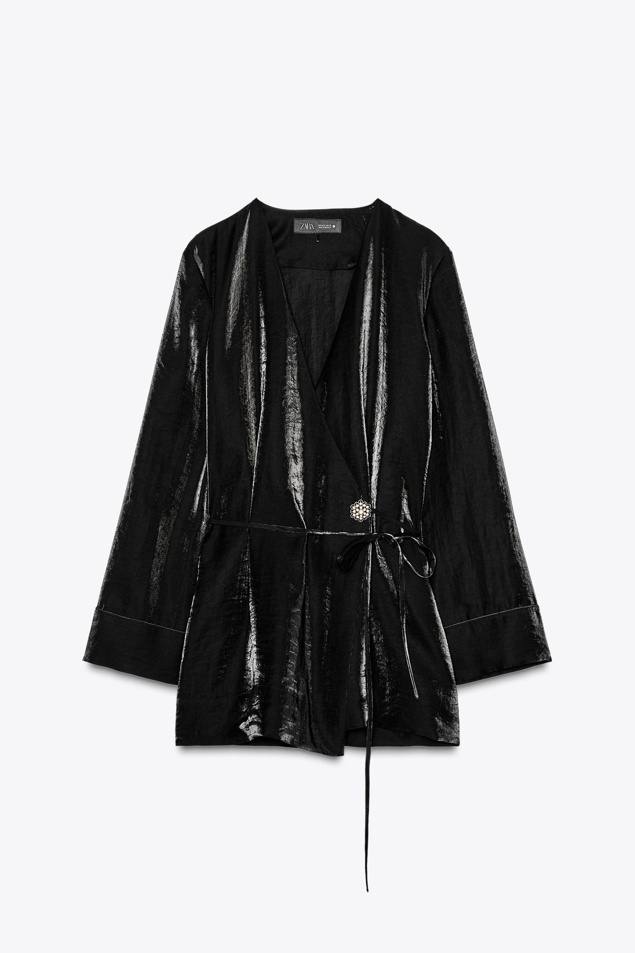 希少　ZARA SANJURO KIMONO DOWN JKT BLK Sanjuro Kimono Printed Down Jacket – Paradise Found NYC