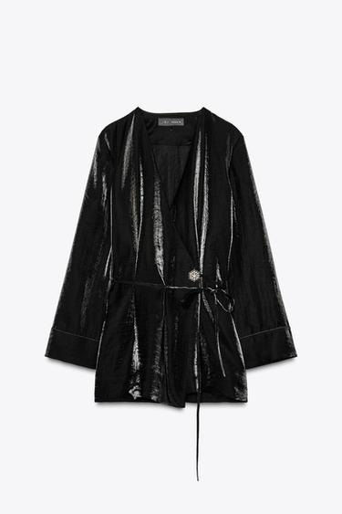 JEWEL BUTTON KIMONO ZW COLLECTION - Black by Zara
