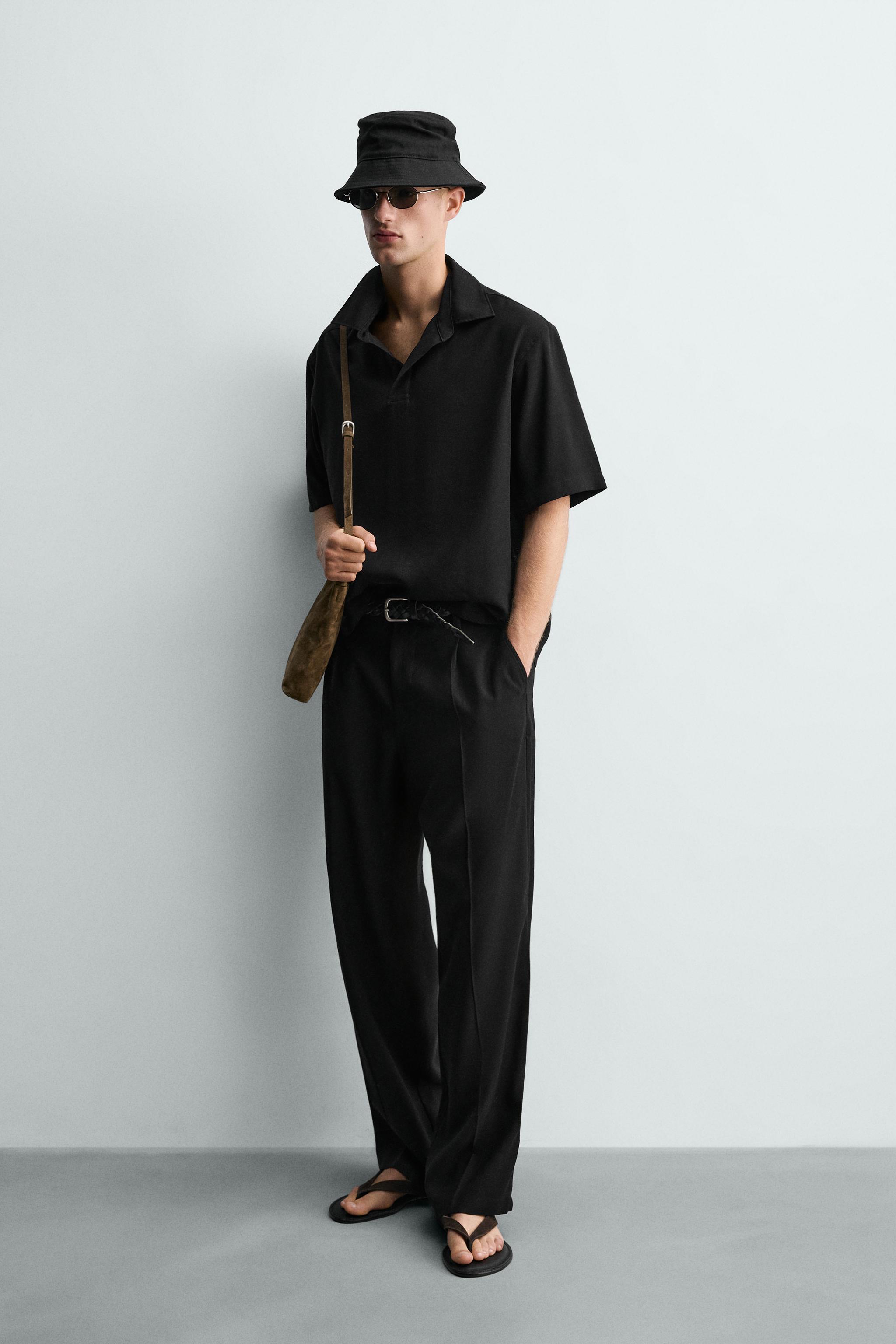 Мужские рубашки Zara RELAXED FIT FLOWY POLO SHIRT — фото 4