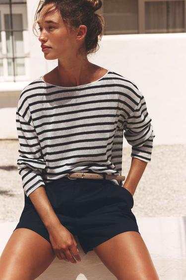 RUSTIC COTTON T-SHIRT - striped by Zara