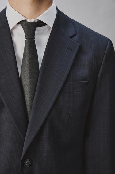 REGULAR FIT CHECK SUIT BLAZER - Dark navy by Zara - Image 5