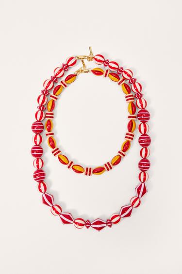 Zara LIMITED EDITION 2-PACK OF STRIPED NECKLACES - Multicolored