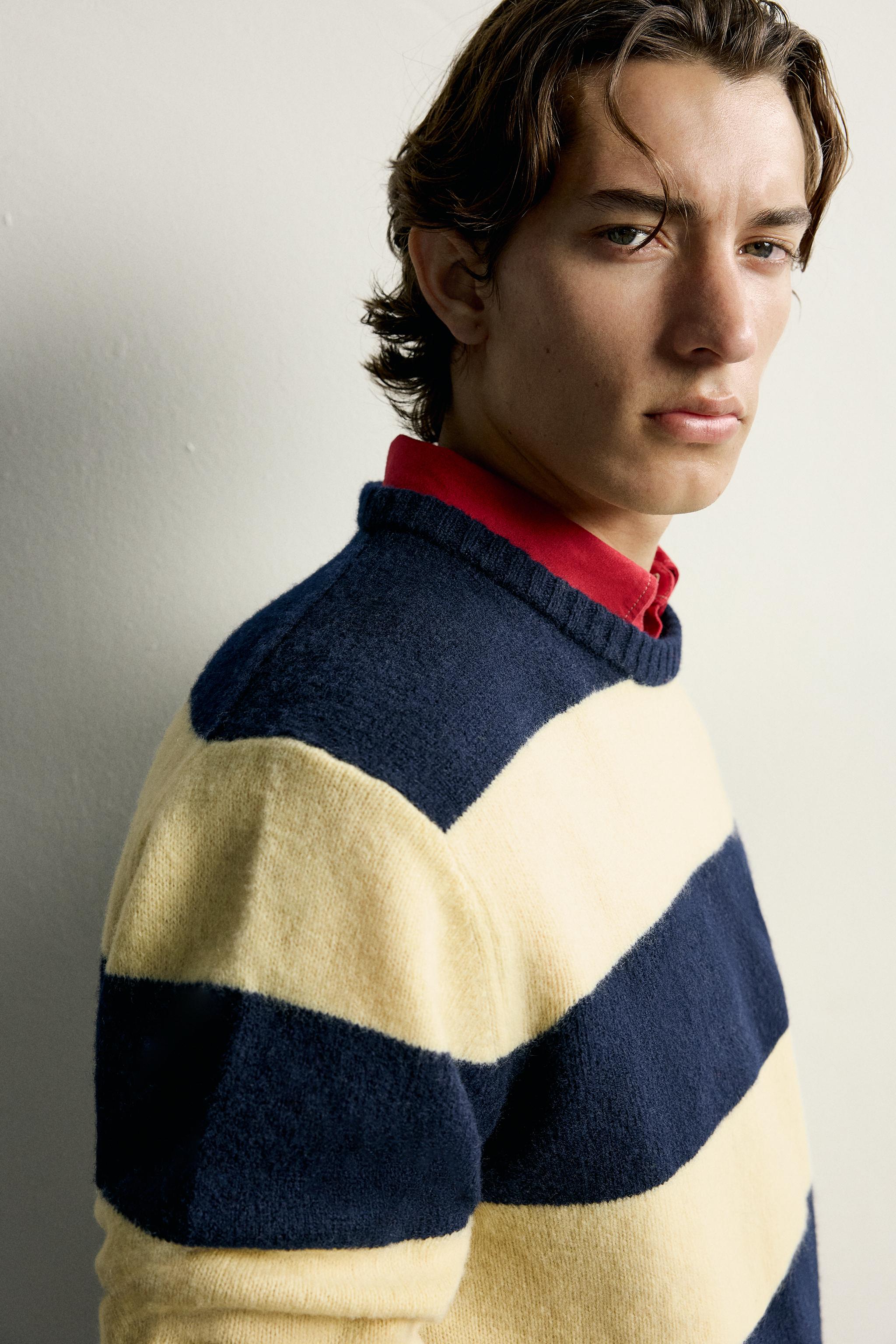 100% WOOL STRIPED SWEATER