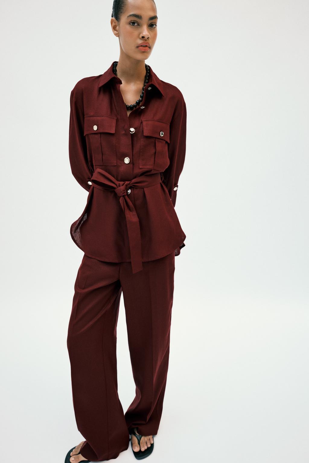 BELTED LINEN SAFARI JACKET