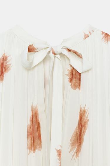 ROBE IMPRIMÉE ZW COLLECTION - Écru / Rouge de Zara - Image 10