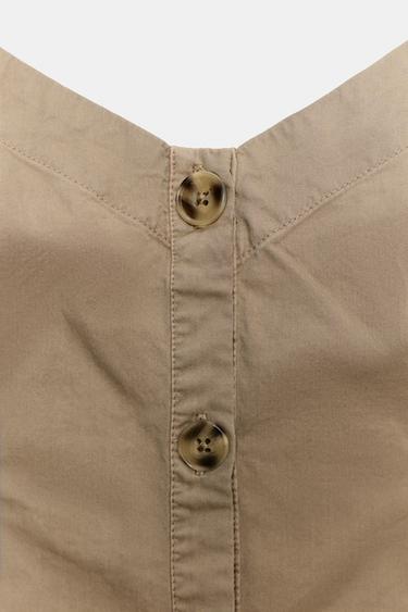 Zara BUTTONED MIDI DRESS - Olive green