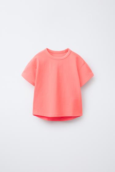 Zara PLAIN T-SHIRT - Neon orange