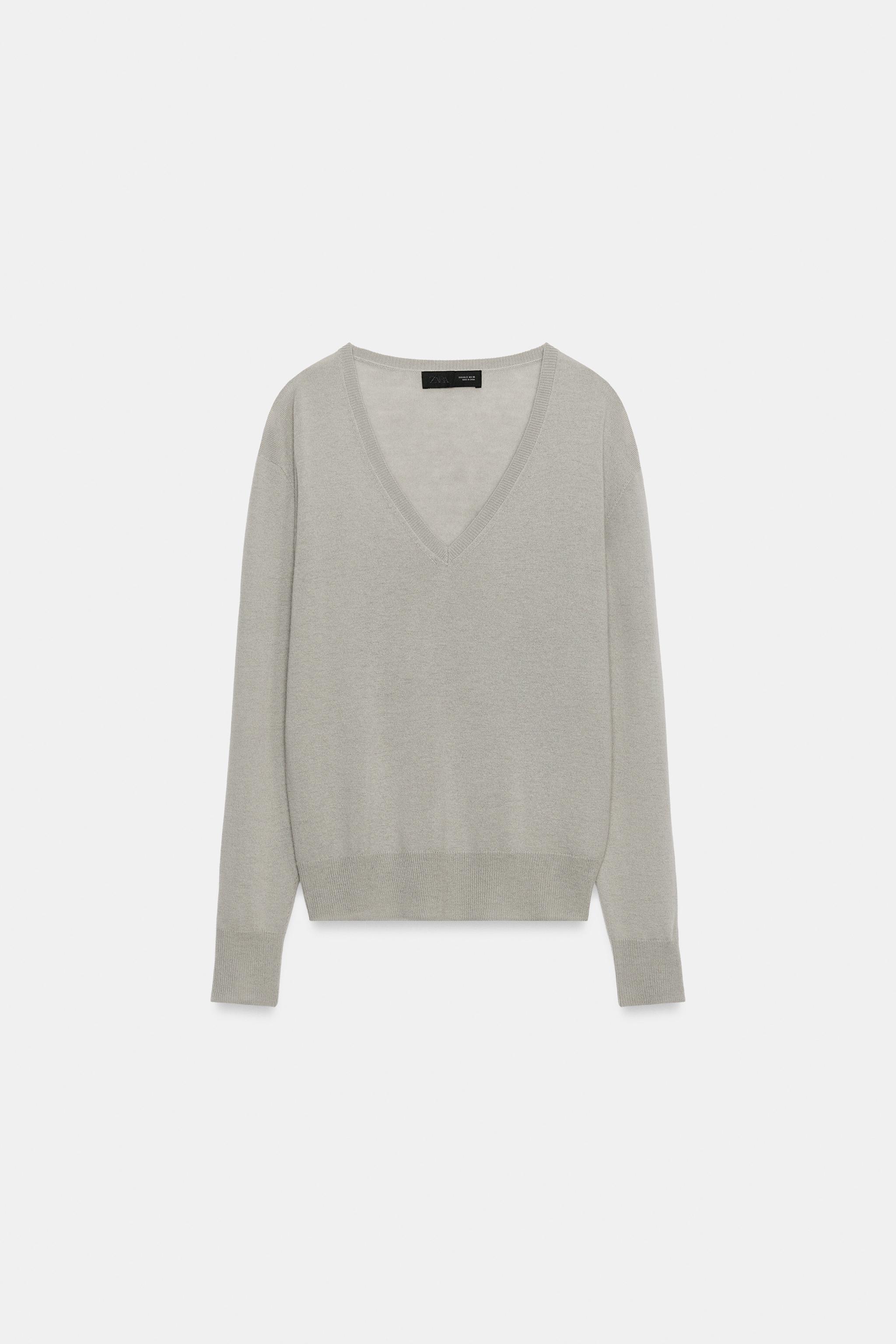 Женские свитеры Zara EXTRA SOFT 100% WOOL V-NECK JUMPER — фото 5