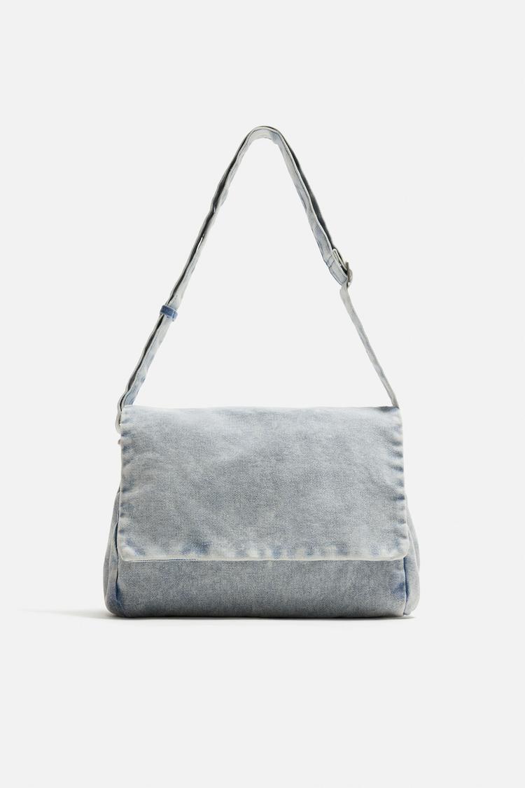 Sac Zara Denim Zara Bag WASHED-EFFECT DENIM CROSSBODY BAG Blue