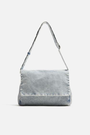 WASHED-EFFECT DENIM CROSSBODY BAG - Blue by Zara