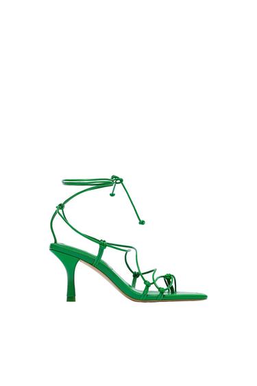 TIE STRAP HEELED SANDALS