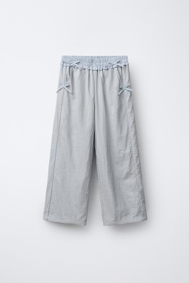 Zara 尼龍抓絨內襯長褲 - 灰色