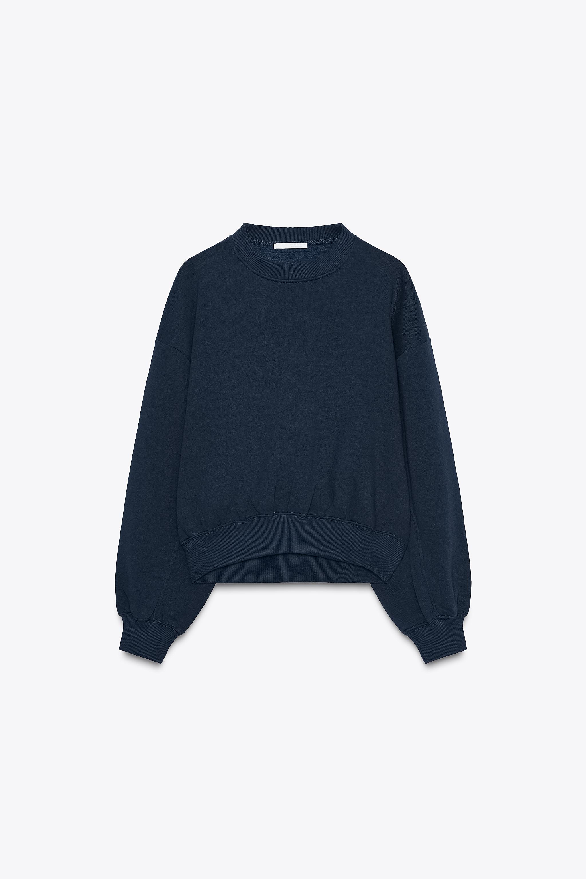 ベーシックプラッシュスウェットシャツ - ネイビーブルー | ZARA Japan