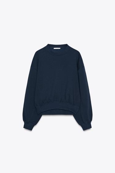 Zara BASIC PLUSH SWEATSHIRT - Navy blue