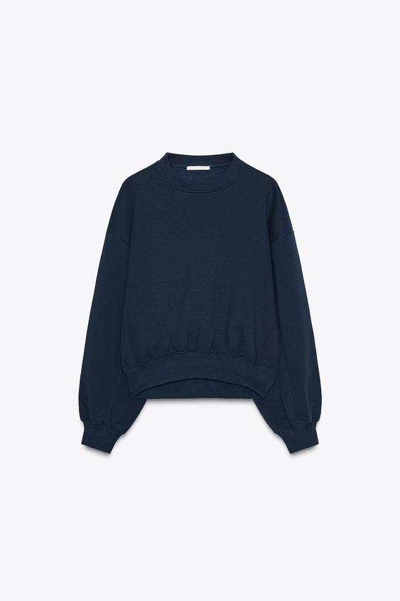 BASIC PLUSH SWEATSHIRT - Navy blue by Zara - Image 3