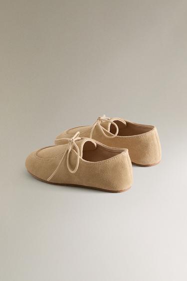 CHILDREN'S LEATHER DERBY SHOES - Light beige by Zara - Image 3