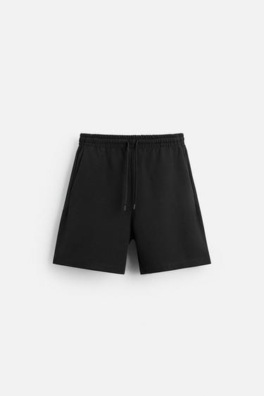 Zara TECHNICAL INTERLOCK SHORTS - Black