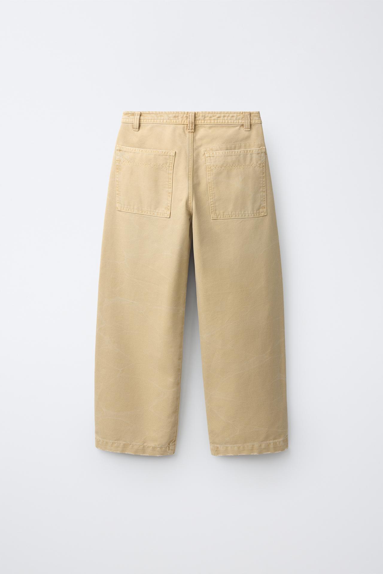 CANVAS STRAIGHT PANTS — Soft gold
