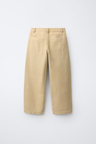 CANVAS STRAIGHT PANTS — Soft gold 2