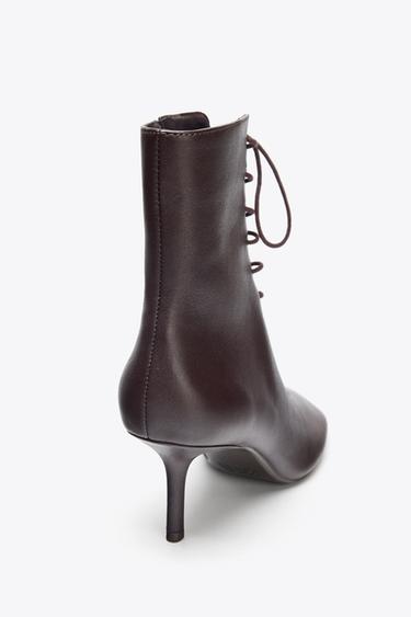 LEATHER KITTEN ANKLE BOOTS - Brown by Zara - Image 5