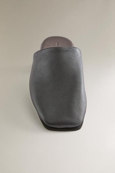 CHAUSSONS OUVERTS À L’ARRIÈRE CUIR - Noir de Zara - Image 4