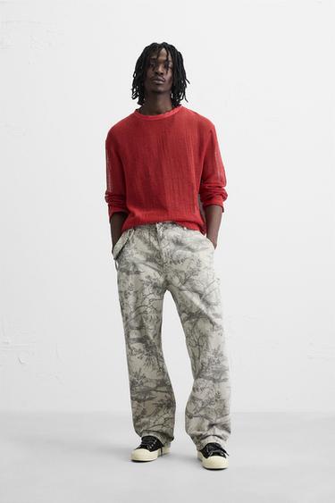 ABSTRACT PRINT CARPENTER TROUSERS - Light grey by Zara