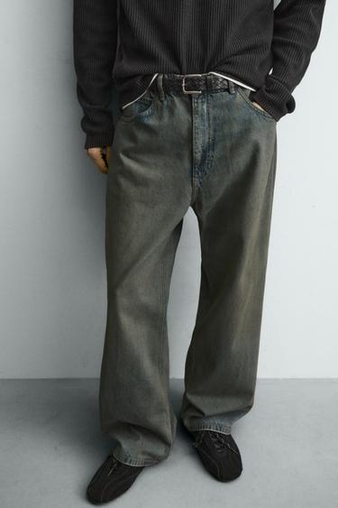 Zara LOOSE FIT JEANS - Blue / Green