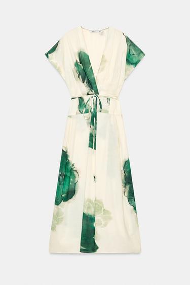 فستان بطيات وطبعة زهور ZW COLLECTION - متعدد الألوان الخاص بـ Zara