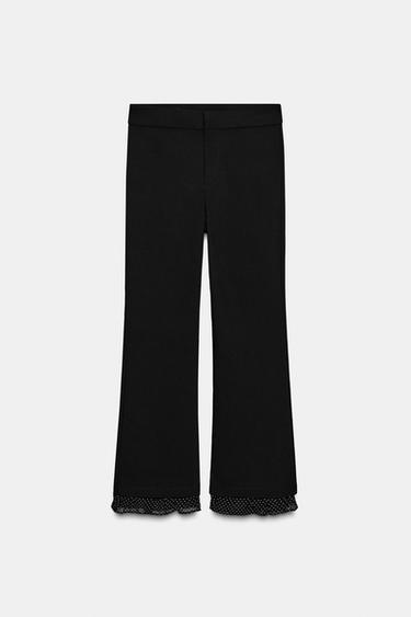 Zara 迷你喇叭荷葉邊長褲 - 黑色 - 圖片 0
