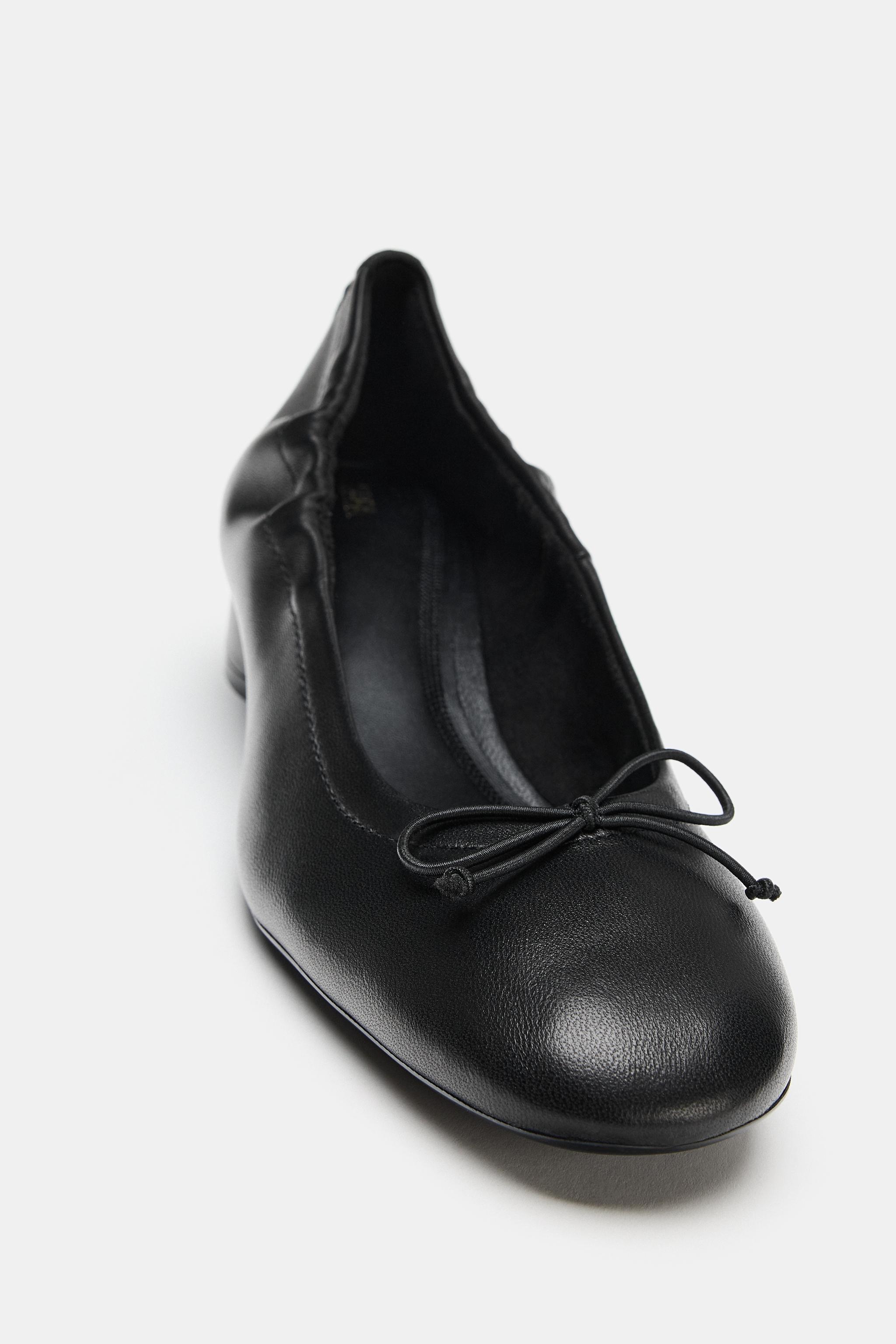 Обувь Zara LEATHER HEELED BALLET FLATS — фото 6