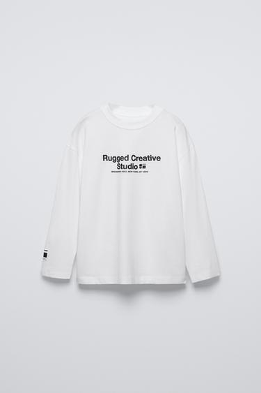 RAISED SLOGAN T-SHIRT - Oyster-white by Zara - Image 0