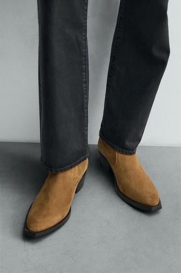BOTTES COW-BOY EN CUIR ÉDITION LIMITÉE - Beige de Zara - Image 1