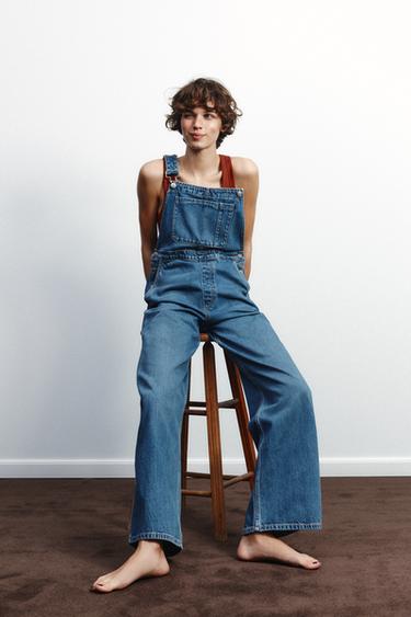 Zara TRF LONG DENIM JUMPSUIT - Blue