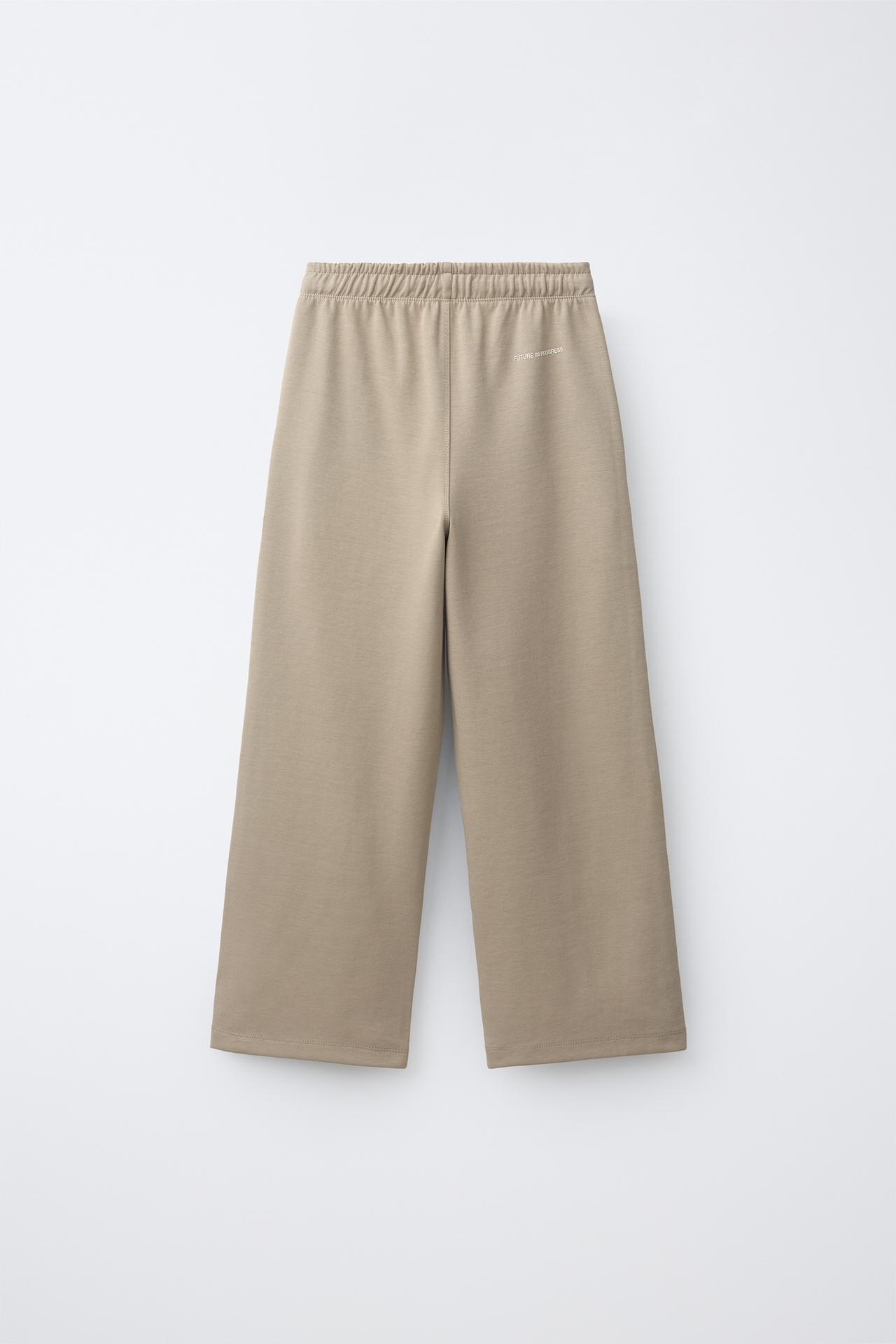 STRAIGHT INTERLOCK PLUSH PANTS — Light brown